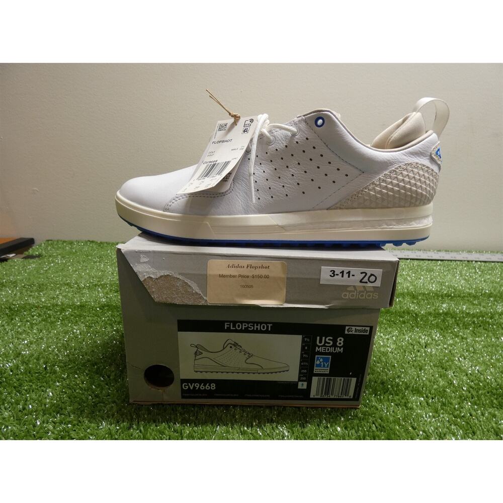 Adidas FlopShot White Spikeless Waterproof Golf Shoes Sz 8 GV9668 New